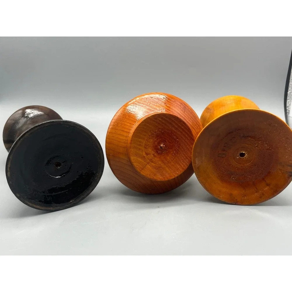 Vintage Mid Century Modern Wood Candlestick Holders set of‎ Three MCM Decor